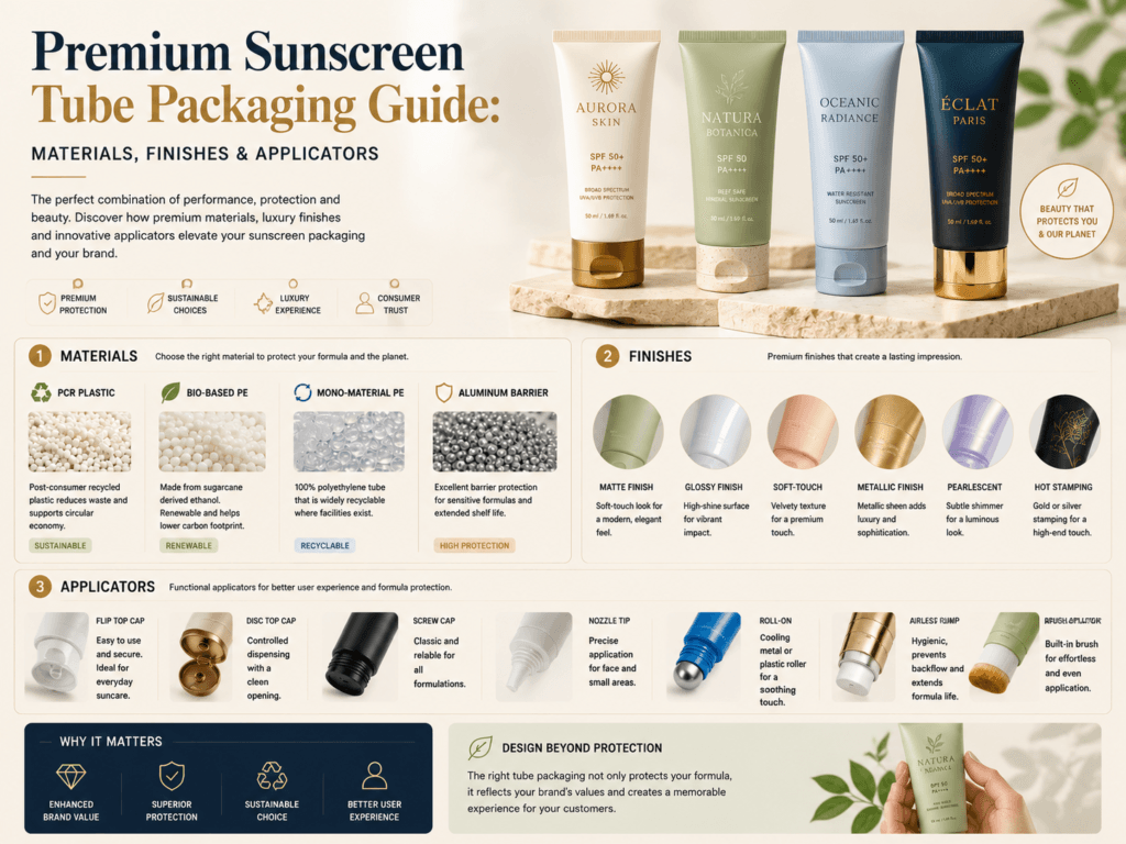 Premium Sunscreen Tube Packaging Guide:Materials, Finishes & Applicators 21 Premium Sunscreen Tube Packaging Guide
