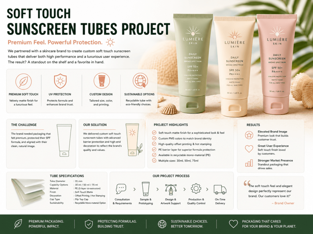 How We Developed Soft Touch Sunscreen Tubes for a Luxury Skincare Brand 11 Soft Touch Sunscreen Tubes Project