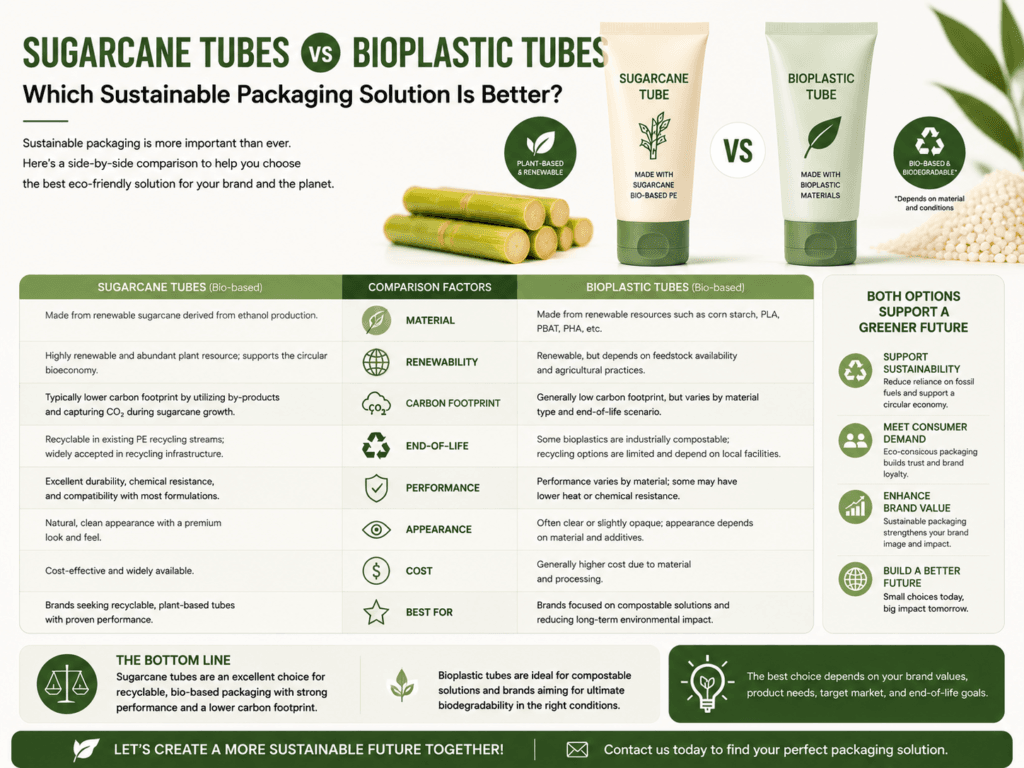 Sugarcane Tubes vs Bioplastic Tubes:Which Sustainable Packaging Solution Is Better? 7 Sugarcane Tubes vs Bioplastic Tubes