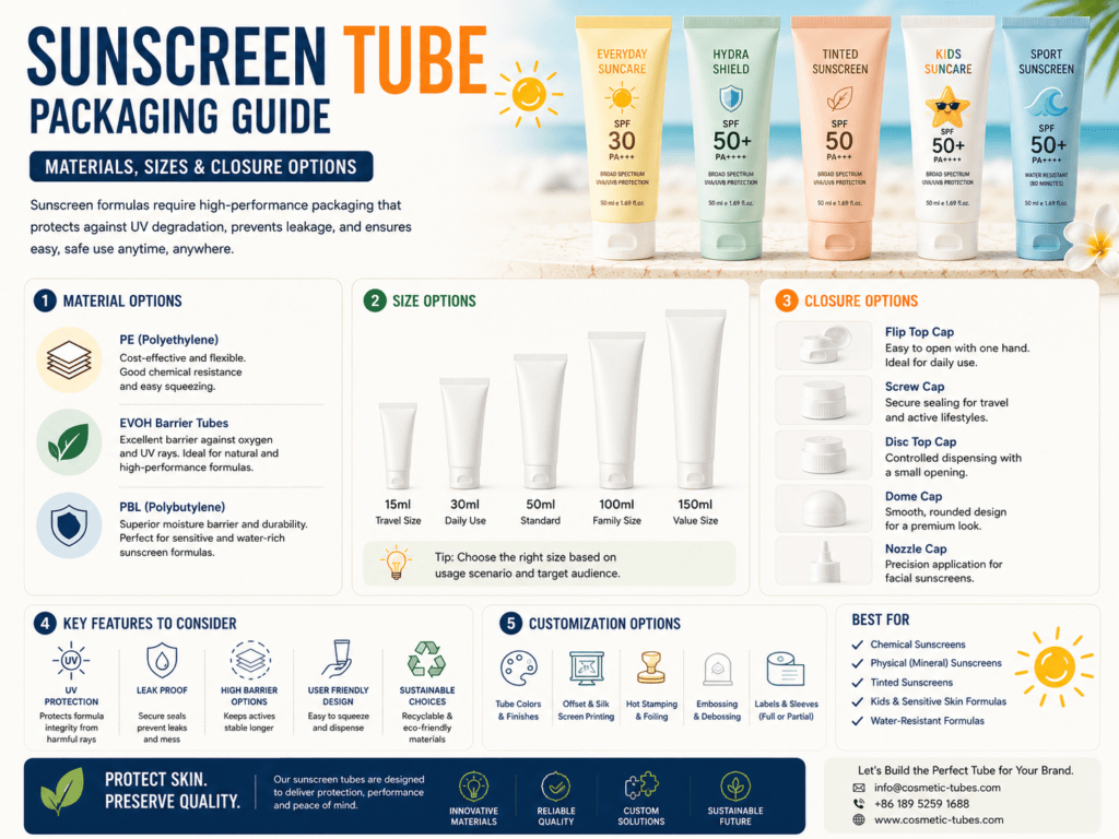 Sunscreen Tube Packaging Guide: How to Choose the Right Material, Size and Closure 23 Sunscreen Tube Packaging