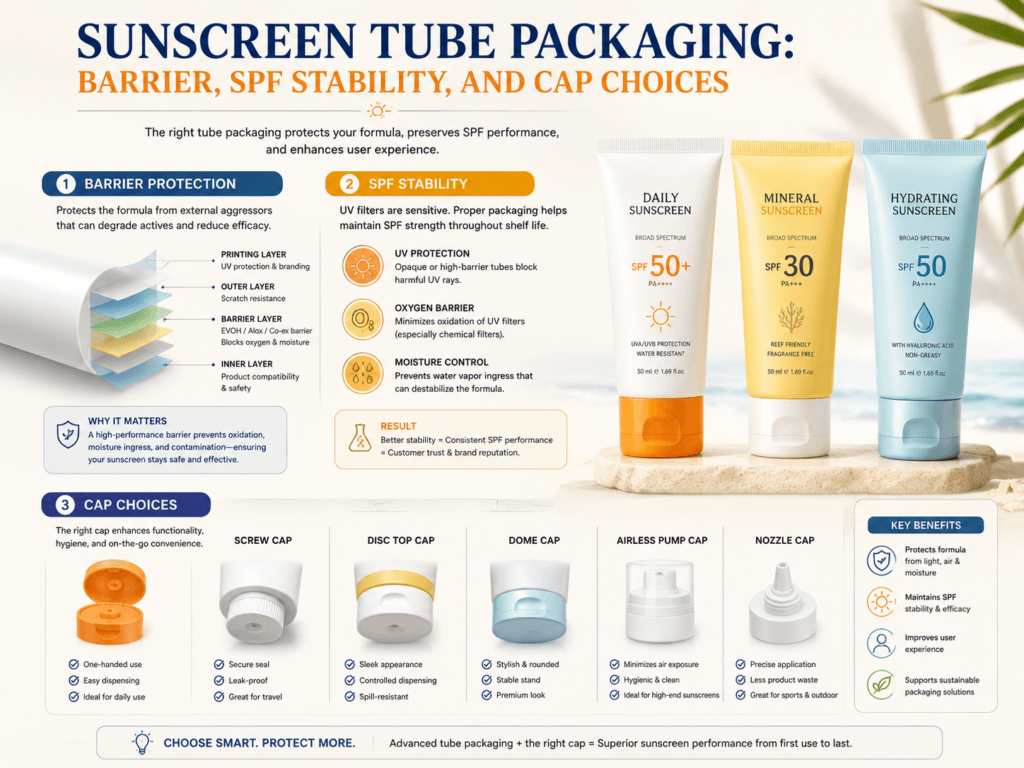 Sunscreen Tube Packaging: Barrier, SPF Stability, and Cap Choices 2 Sunscreen Tube Packaging supplier