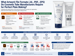 What artwork file formats (.AI, .PDF, .EPS) do cosmetic tube manufacturers require for perfect plate making?