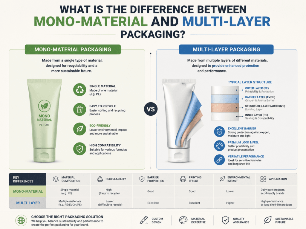 What is the difference between mono-material and multi-layer packaging? 1 What is the difference between mono-material and multi-layer packaging