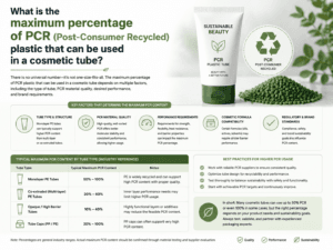 What is the maximum percentage of PCR (Post-Consumer Recycled) plastic that can be used in a cosmetic tube