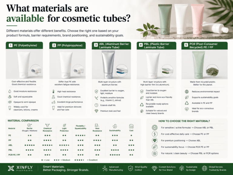What materials are available for cosmetic tubes