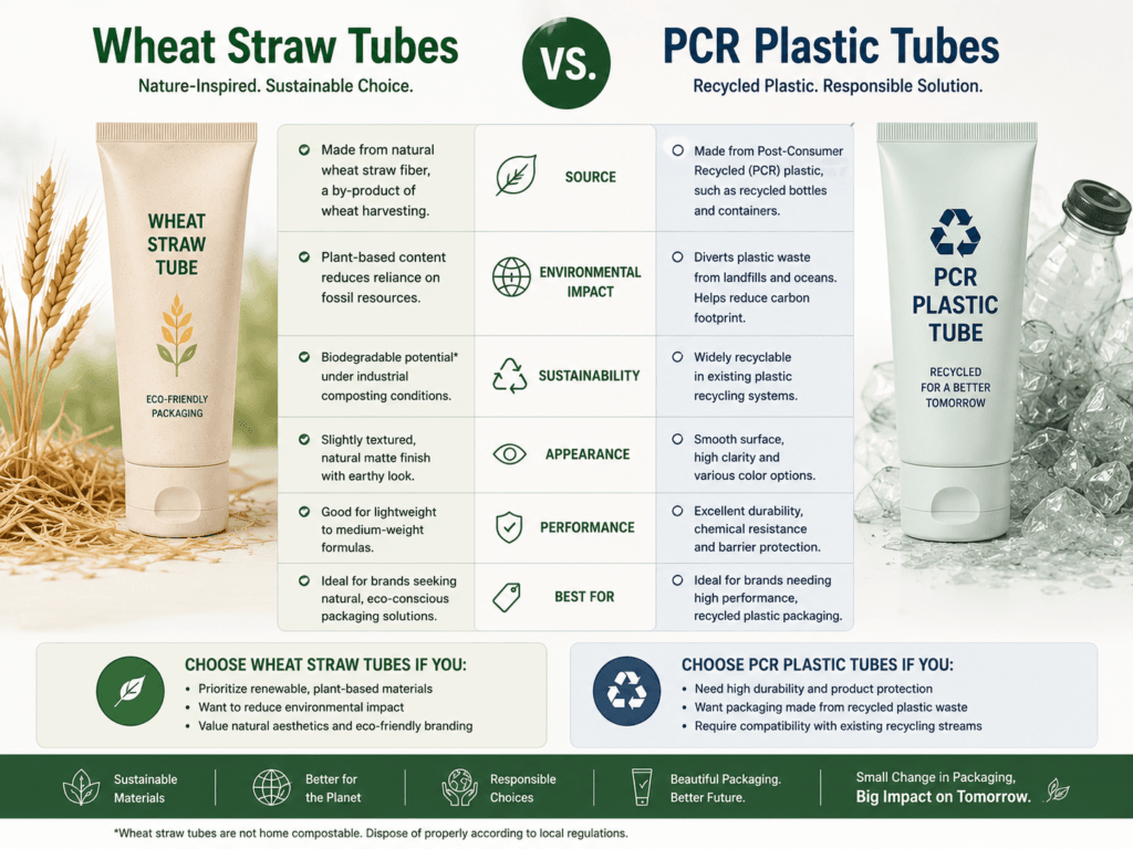 Wheat Straw vs PCR Plastic Tubes: Which Sustainable Cosmetic Tube Material Is Better? 3 Wheat Straw vs PCR Plastic Tube