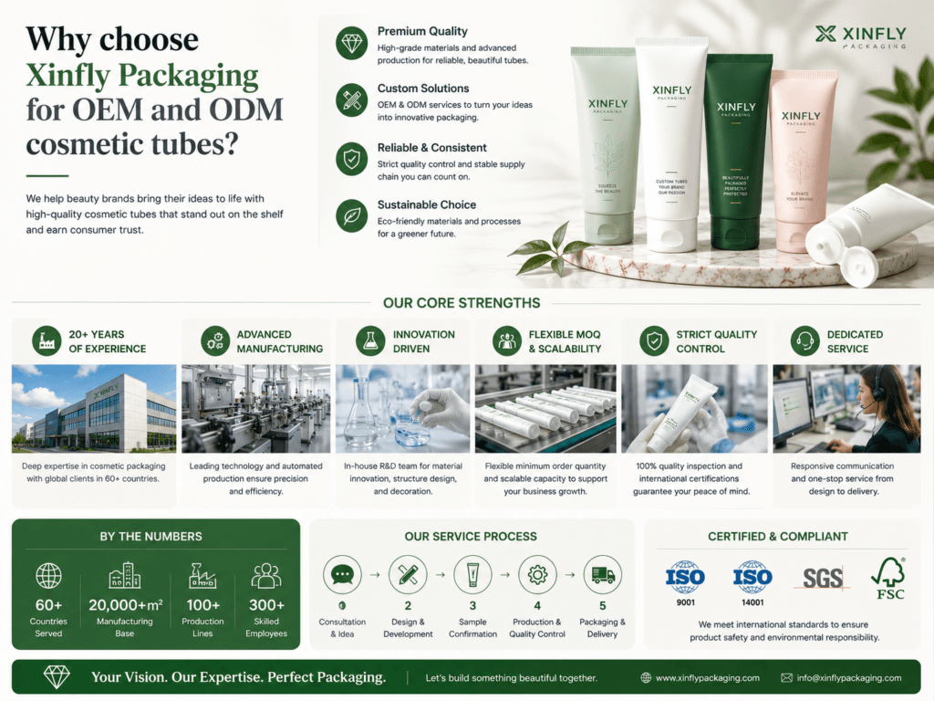 Why choose Xinfly Packaging for OEM and ODM cosmetic tubes? 1 Why choose Xinfly Packaging for OEM and ODM cosmetic tubes