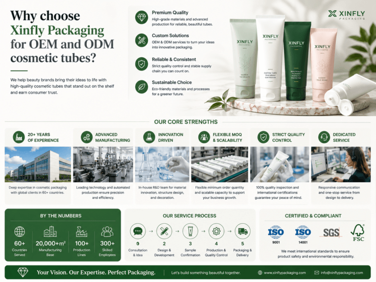Why choose Xinfly Packaging for OEM and ODM cosmetic tubes