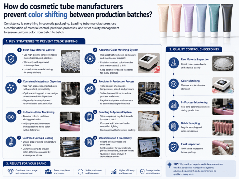 how do cosmetic tube manufacturers prevent color shifting between production batches