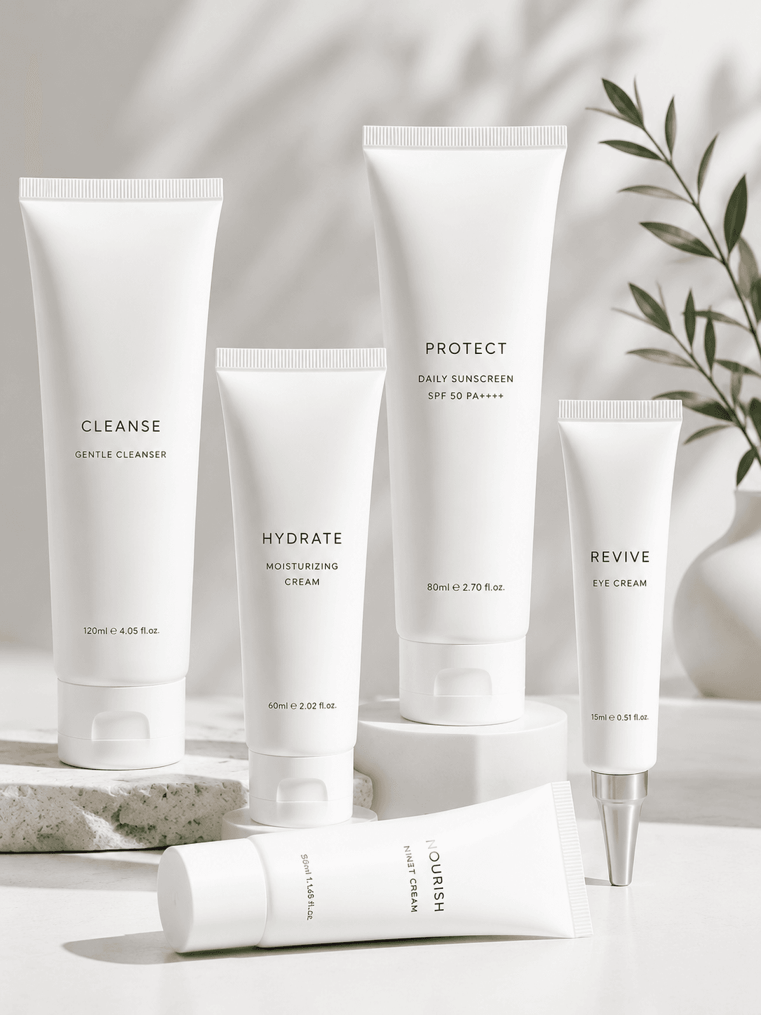 White Cosmetic Tubes 1 White cosmetic tubes for skincare personal care and clean beauty packaging