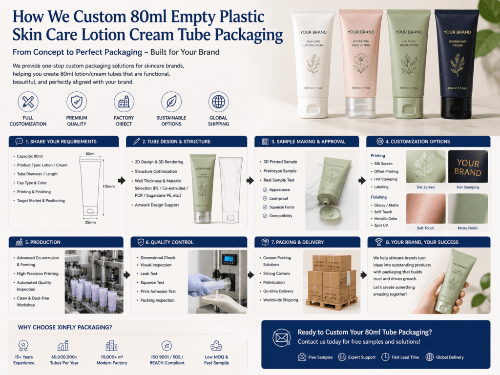 How We Custom 80ml Empty Plastic Skin Care Lotion Cream Tube Packaging 15 How We Custom 80ml Empty Plastic Skin Care Lotion Cream Tube Packaging