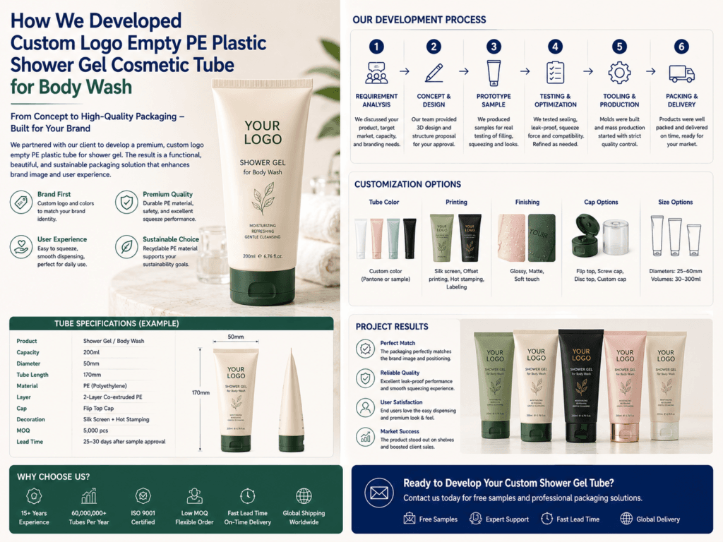 How We Developed Custom Logo Empty PE Plastic Shower Gel Cosmetic Tube for Body Wash 11 How We Developed Custom Logo Empty PE Plastic Shower Gel Cosmetic Tube for Body Wash