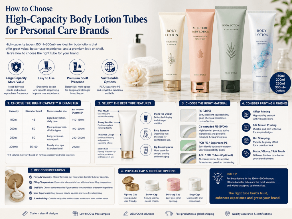 How to Choose High-Capacity Body Lotion Tubes for Personal Care Brands 11 How to Choose High-Capacity Body Lotion Tubes for Personal Care Brands