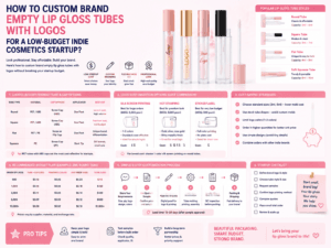How to custom brand empty lip gloss tubes with logos for a low-budget indie cosmetics startup?