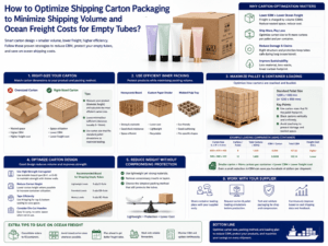 How to optimize shipping carton packaging to minimize shipping volume and ocean freight costs for empty tubes