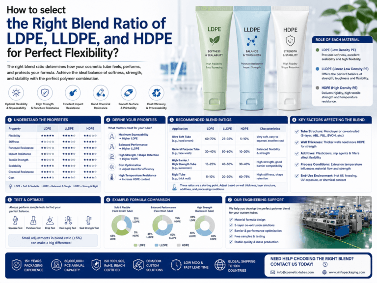 How to select the right blend ratio of LDPE, LLDPE, and HDPE for perfect flexibility?