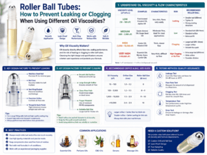 Roller ball tubes: How to prevent leaking or clogging when using different oil viscosities?