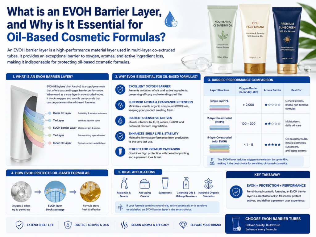What is an EVOH barrier layer, and why is it essential for oil-based cosmetic formulas? 1 What is an EVOH barrier layer, and why is it essential for oil-based cosmetic formulas