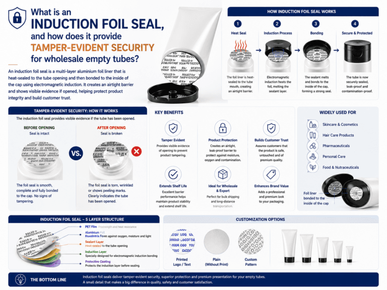 What is an induction foil seal, and how does it provide tamper-evident security for wholesale empty tubes? 5 What is an induction foil seal, and how does it provide tamper-evident security for wholesale empty tubes