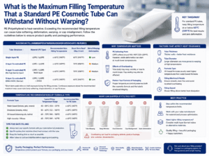 What is the maximum filling temperature that a standard PE cosmetic tube can withstand without warping?