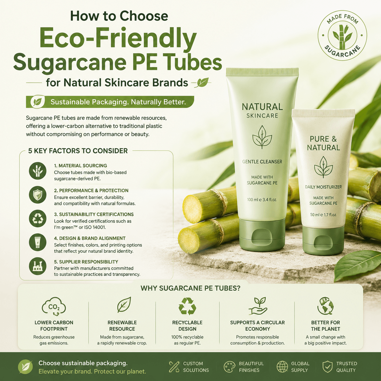 Eco-Friendly Sugarcane PE Tubes for Natural Skincare Brands
