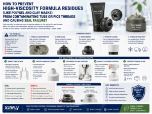 How to prevent high-viscosity formula residues (like polygel and clay masks) from contaminating tube orifice threads and causing seal failure?
