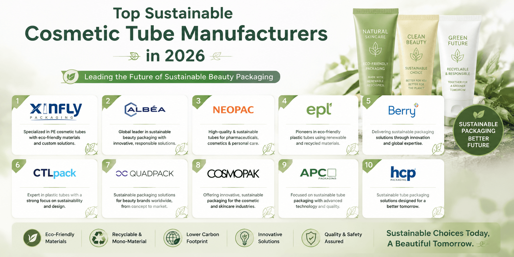 Top Sustainable Cosmetic Tube Manufacturers in 2026 1 Top Sustainable Cosmetic Tube Manufacturers in 2026